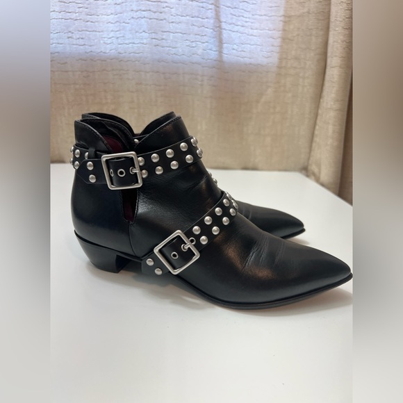 MARC BY MARC JACOBS CARROLL BLACK LEATHER STUDDED ANKLE BOOTIES EUR 39 US 9 - Picture 1 of 10